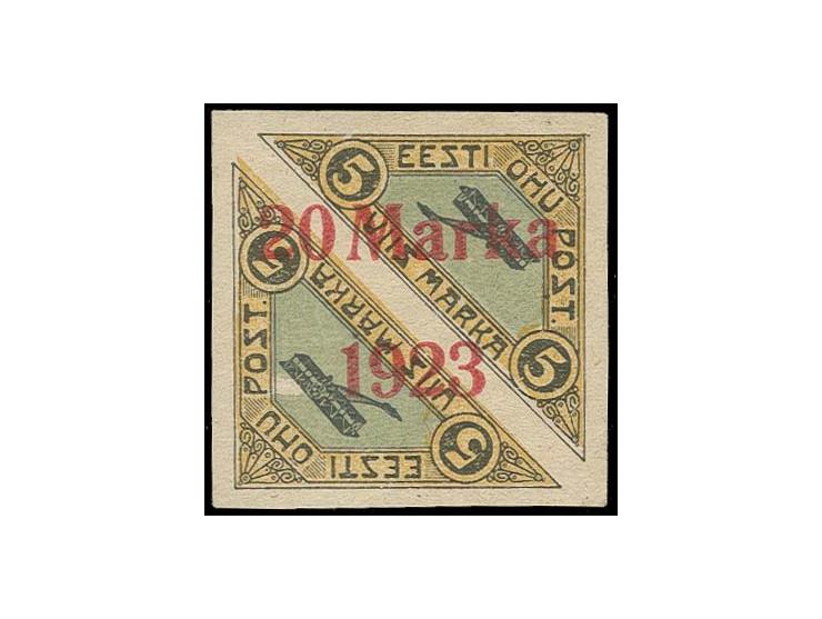 20 m. with plate flaw "missing green colour below Post" (Hurt/Ojaste E:5), unused, fine, very rare with less than 15 copies k