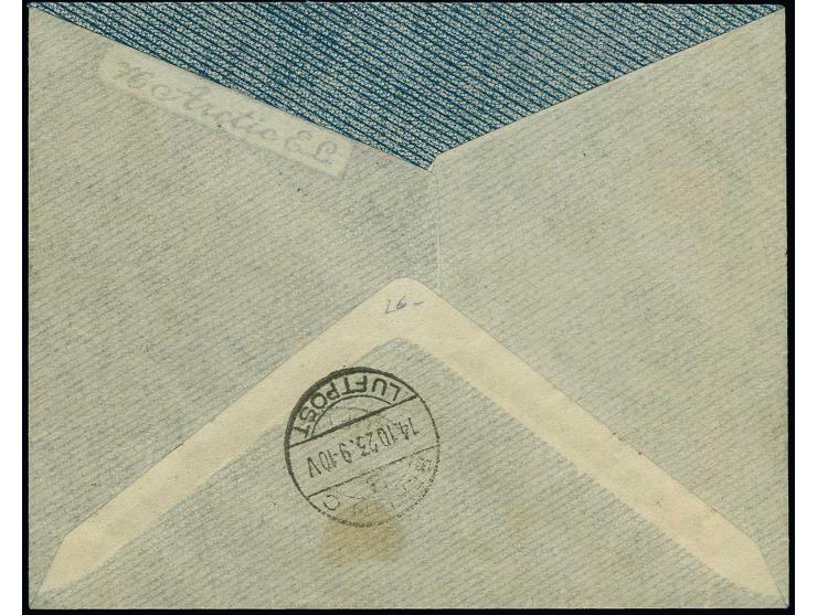 20 m. tied by cds. "TALLINN 11 X 23" to airmail cover to Berlin, one stamp fallen off therefore red manuscript at upper right