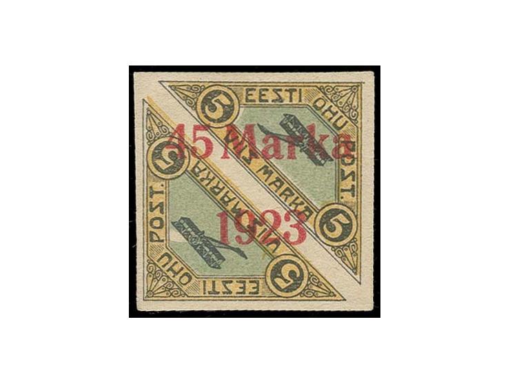 45 m. with plate flaw "missing green colour below Post" (Hurt/Ojaste E:5), unused, fine, very rare with less than 10 copies k