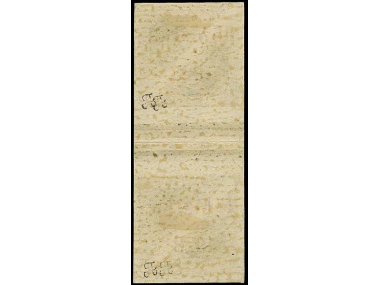 1923, Airmail 45 m. as vertical tête-bêche, the lower stamp with plate flaw "broke frame above T of Post", unused, less than 