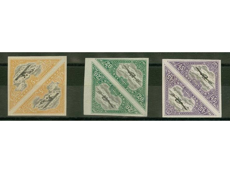 1924, Airmail 5 m. and 20-45 m. each as pair on wove paper, without gum, fine, signed Nemvalz