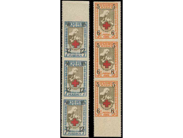 1926, Red Cross 2½-5 m. each as vertical strip of three imperforated horizontally, mint never hinged, fine, certificate Löbbe