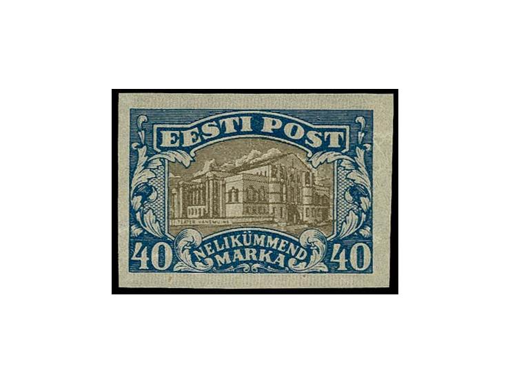1927, Dorpat theatre 40 m. blue/black as imperforated proof, unused, fine, signed Nemvalz