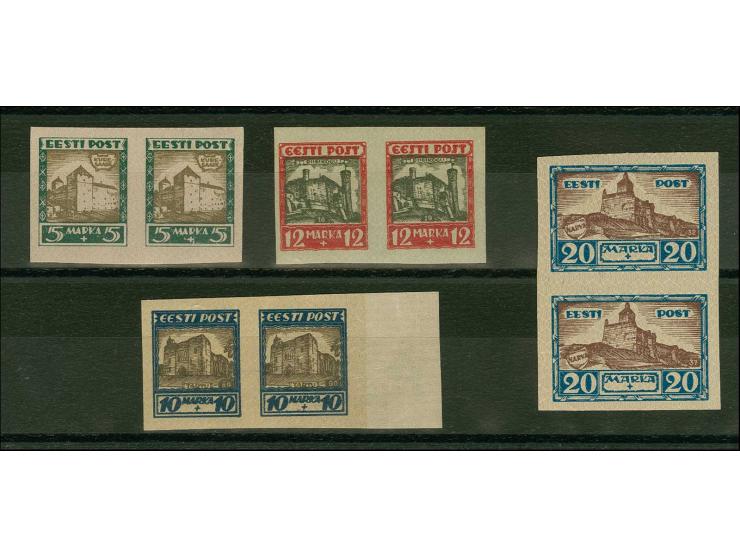 1927, City Views 5-20 m., each as imperforated pair, without gum, fine