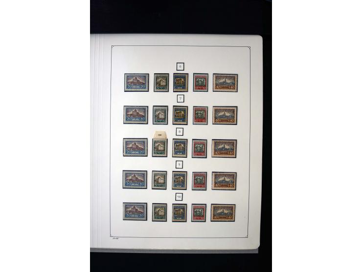 1927, City Views 5-40 m. complete sheets and collected by position 1-100, in addition some multiples and used stamps, fine