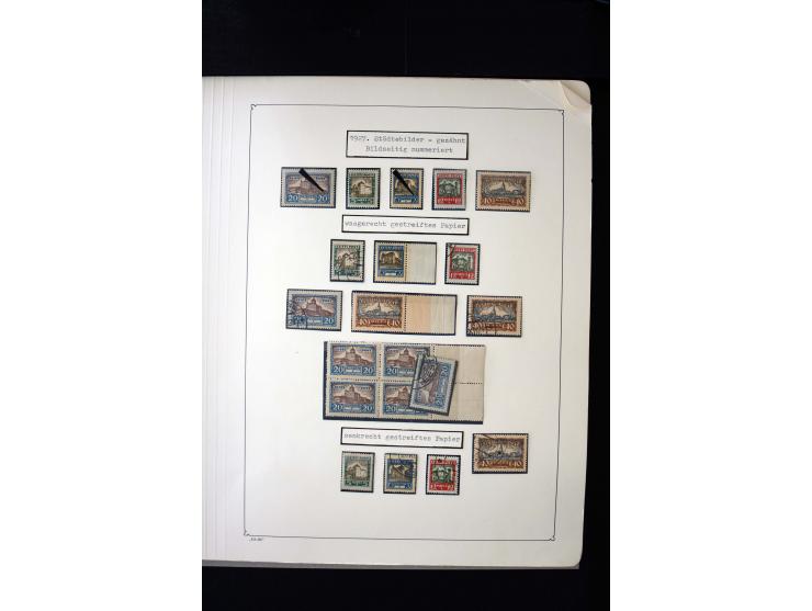 1927, City Views 5-40 m. complete sheets and collected by position 1-100, in addition some multiples and used stamps, fine
