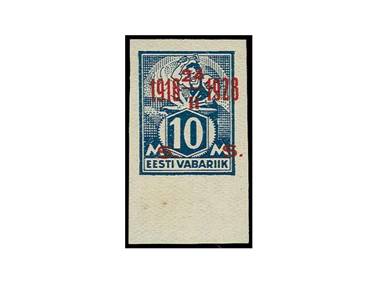 1928, New Currency Overprint 10 m. imperforated with bottom sheet margin, mint never hinged, fine, rare, certificate Löbberin