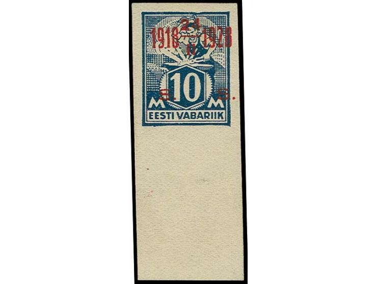 1928, New Currency Overprint 10 m. imperforated with bottom sheet margin, unused, fine, rare, signed Eichenthal and Jem and c
