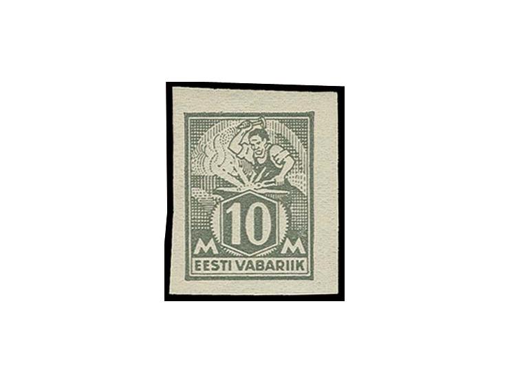 1928, Philatelic Exhibition Tallinn 10 m. grey, imperforated, mint never hinged with tiny trace of fingerprint, fine, signed 