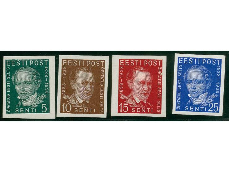 1938, Society of Estonian scolars 5-25 s. imperforated proofs, mint never hinged, fine