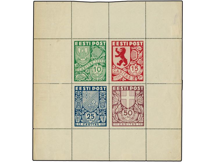 1939, Caritas 10-50 s., larger sized essay block, without gum, scarce