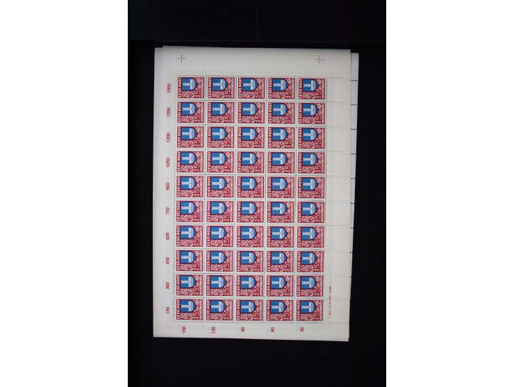 1940, Caritas 10-50 s., each as complete sheet with marginal inscription, mint never hinged, fine