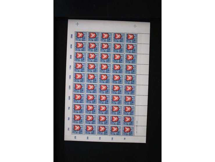 1940, Caritas 10-50 s., each as complete sheet with marginal inscription, mint never hinged, fine