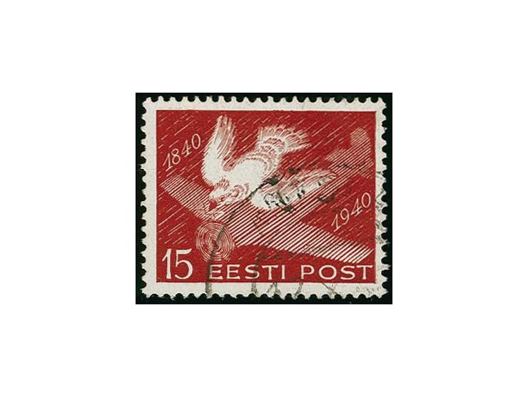 1940, 100 Years of stamps 15 s. on white paper, used, fine, signed Mikulski with certificate and certificate Löbbering BPP