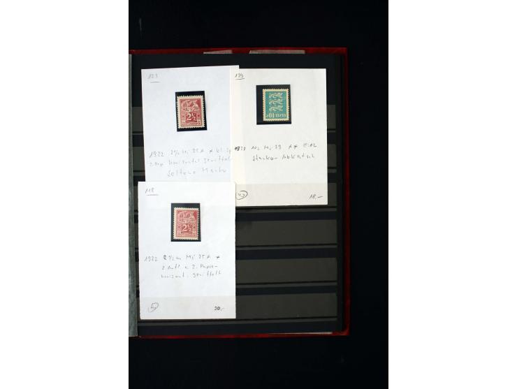 1919/39, interesting unused and used group with varieties like Mi.-No. 142 - 45 with burelage on top, paper varieties etc., m