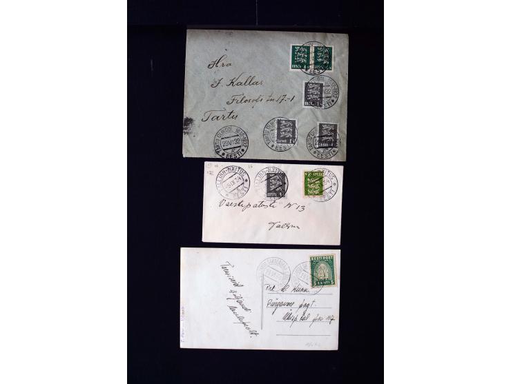 1919/40, interesting group of more than 25 cards with mostly special cancellations including "TARTU ÜLIKOOL 1632-1932", fine
