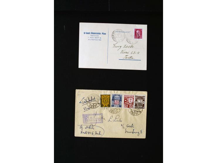 1919/40, interesting group of more than 25 cards with mostly special cancellations including "TARTU ÜLIKOOL 1632-1932", fine