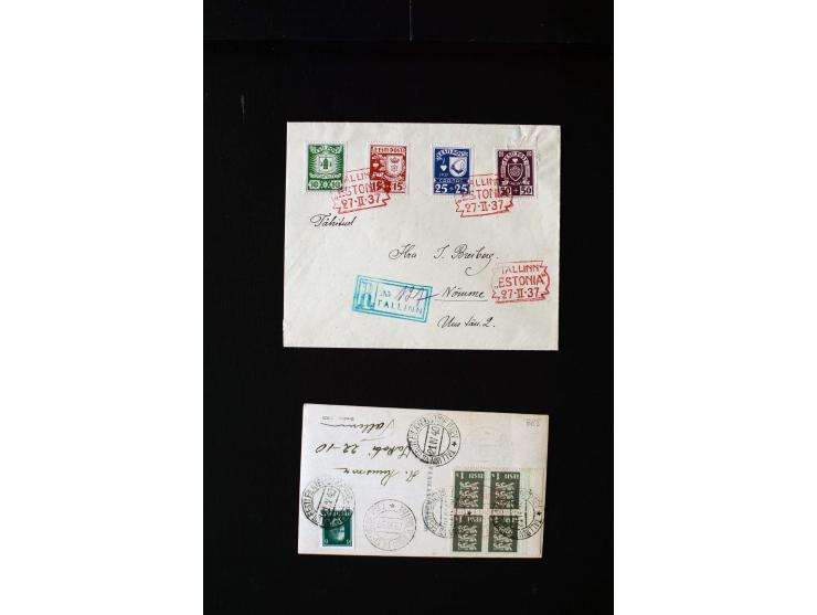 1919/40, interesting group of more than 25 cards with mostly special cancellations including "TARTU ÜLIKOOL 1632-1932", fine