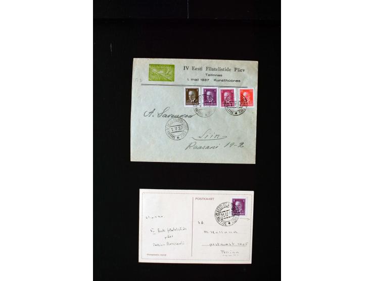 1919/40, interesting group of more than 25 cards with mostly special cancellations including "TARTU ÜLIKOOL 1632-1932", fine