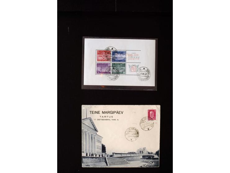 1919/40, interesting group of more than 25 cards with mostly special cancellations including "TARTU ÜLIKOOL 1632-1932", fine