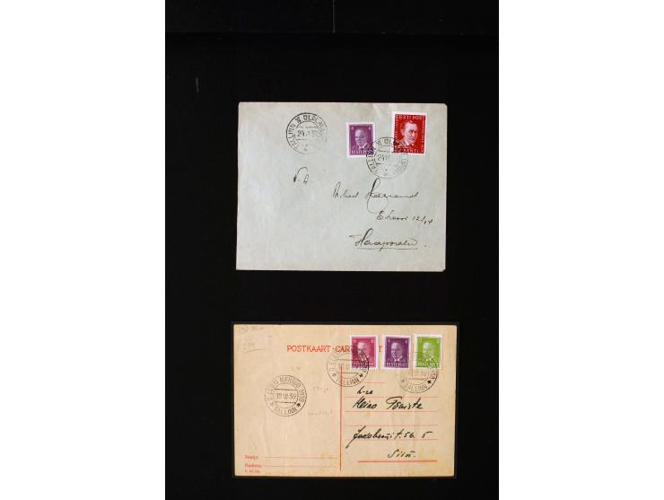 1919/40, interesting group of more than 25 cards with mostly special cancellations including "TARTU ÜLIKOOL 1632-1932", fine