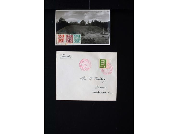 1919/40, interesting group of more than 25 cards with mostly special cancellations including "TARTU ÜLIKOOL 1632-1932", fine
