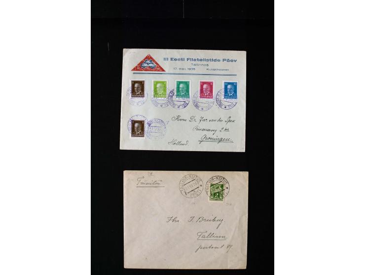 1919/40, interesting group of more than 25 cards with mostly special cancellations including "TARTU ÜLIKOOL 1632-1932", fine