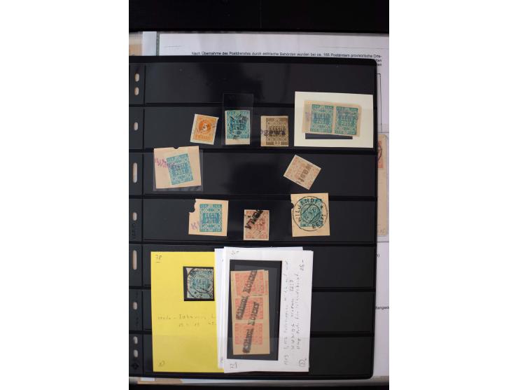PROVISIONAL CANCELLATIONS: ALATSKIWI - TORI, very interesting collection with more than 230 stamps and pieces and 15 cards an