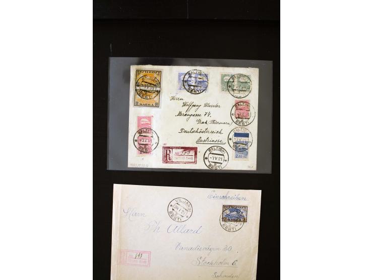 POSTMASTER-PERFORATIONS: 1919/21, interesting group of 17 cards and covers, mostly "BALTISKI" and "VILJANDI", mostly fine
