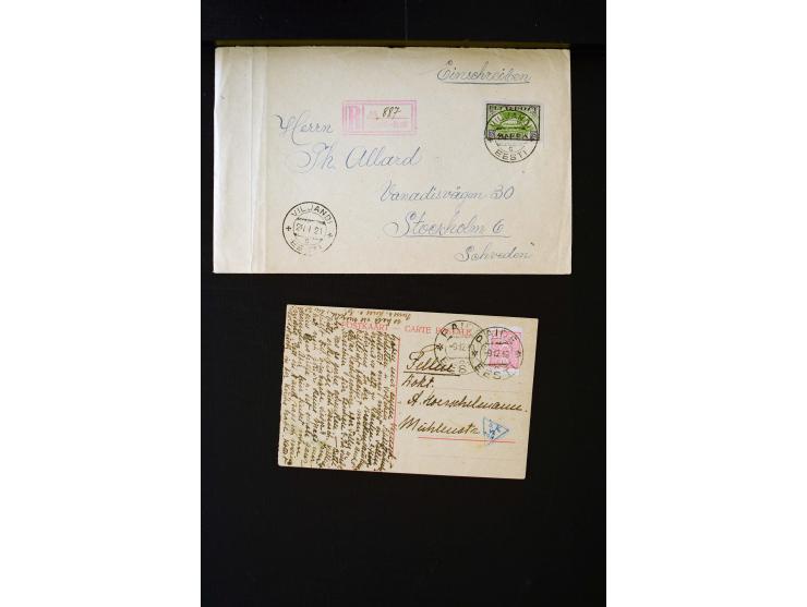 POSTMASTER-PERFORATIONS: 1919/21, interesting group of 17 cards and covers, mostly "BALTISKI" and "VILJANDI", mostly fine