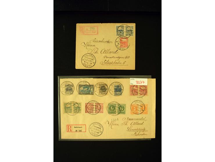 POSTMASTER-PERFORATIONS: 1919/21, interesting group of 17 cards and covers, mostly "BALTISKI" and "VILJANDI", mostly fine