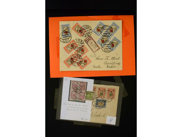 POSTMASTER-PERFORATIONS: 1919/21, interesting group of 17 cards and covers, mostly "BALTISKI" and "VILJANDI", mostly fine