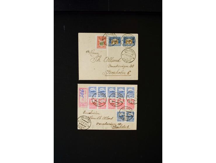 POSTMASTER-PERFORATIONS: 1919/21, interesting group of 17 cards and covers, mostly "BALTISKI" and "VILJANDI", mostly fine