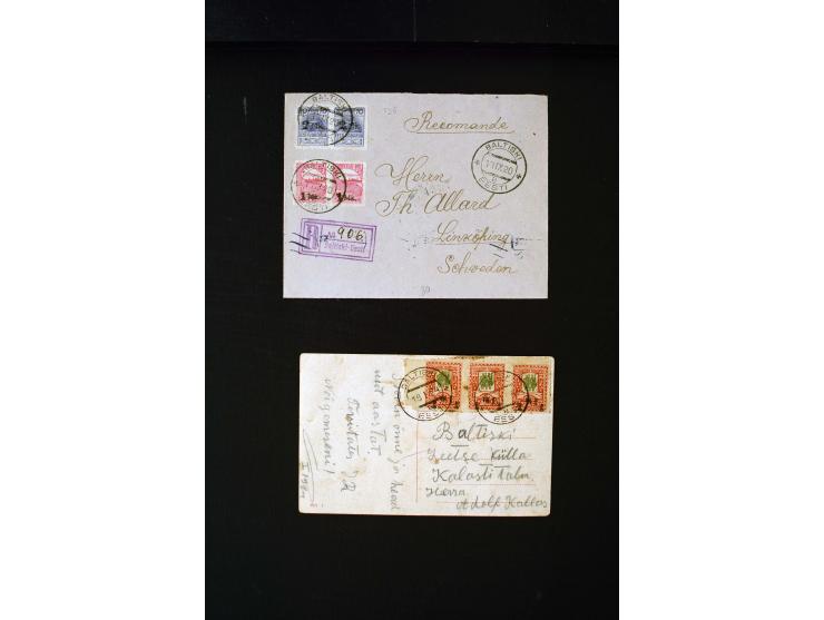 POSTMASTER-PERFORATIONS: 1919/21, interesting group of 17 cards and covers, mostly "BALTISKI" and "VILJANDI", mostly fine