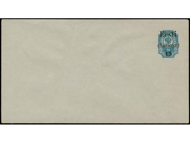15 (k) on 20 k., 145 x 81mm, unused, with only 26 envelopes printed one of the great Estonia and Postal stationery rarities, 