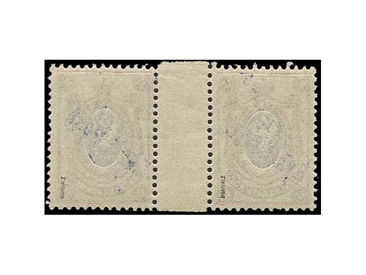15 k. as horizontal gutter pair, mint never hinged, at right tiny separation, otherwise fine, scarce, signed Nemvalz and cert