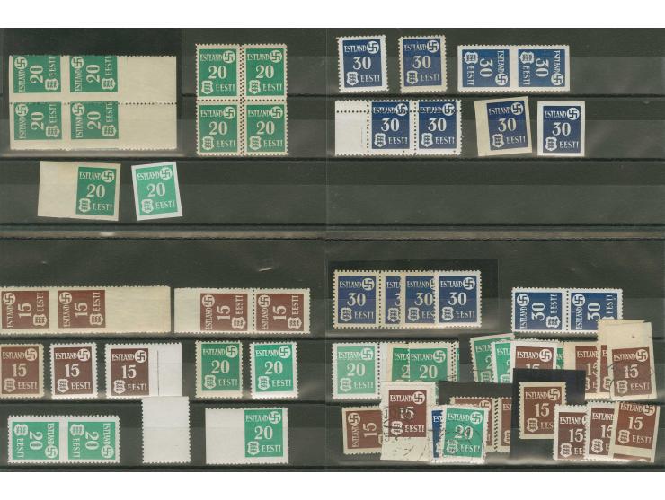 1941, very interesting group with mostly unused and never hinged stamps and multiples including different papers, misperforat