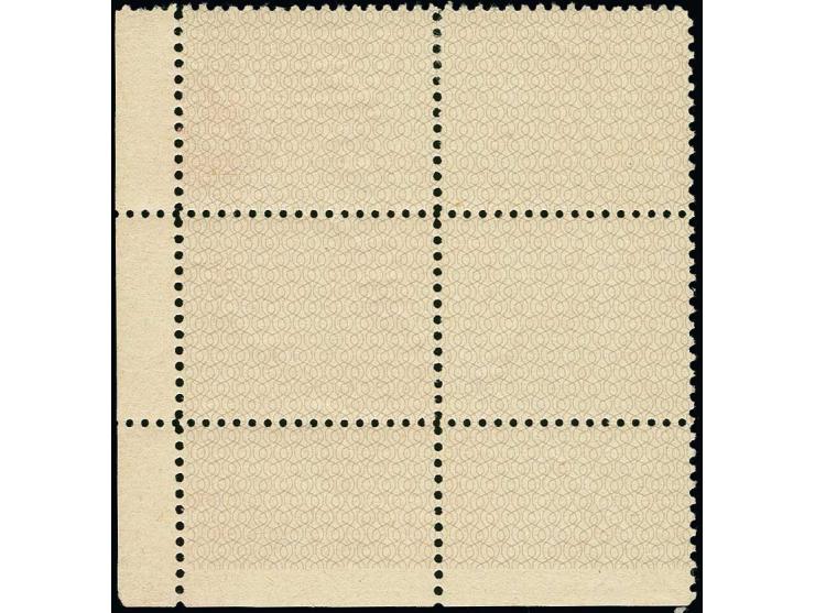 60 k. as  block of four, shifted design printed on gum side, burelage on front, horizontal paper fold, mint never hinged, upp