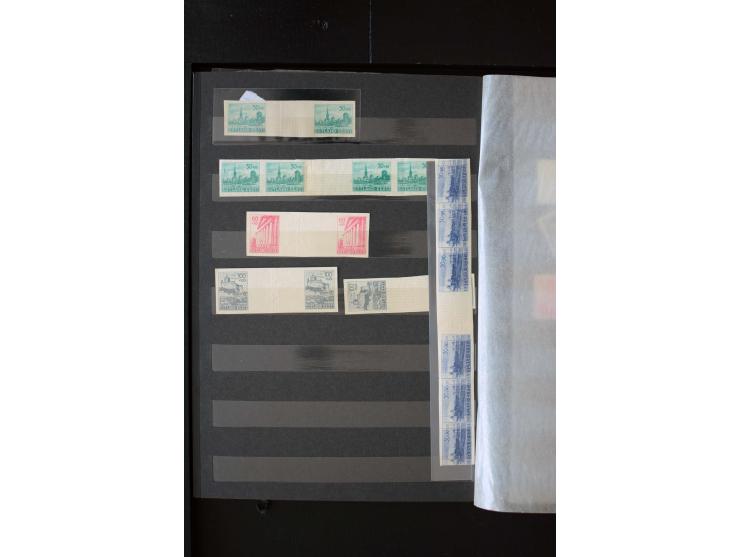 1941, very interesting lot ex Mi.-No. 4-9, containing misperforated, partially imperforated stamps, double prints, proofs, gu