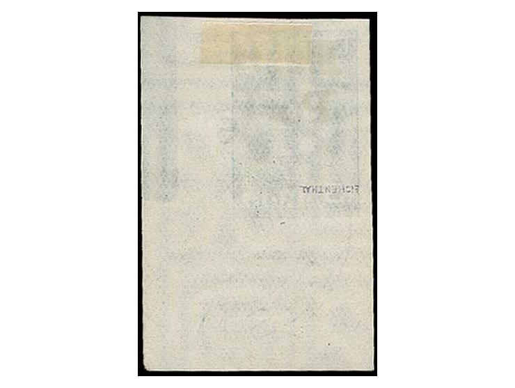 3 k. blue, from the lower right sheet corner, used, very fine, signed Eichenthal and certificate Löbbering BPP