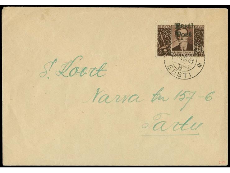Timirjasew 30. brown tied by cds. "ELVA 10 VIII 41" to lettered cover, right upper corner round, otherwise fine, signed Krisc
