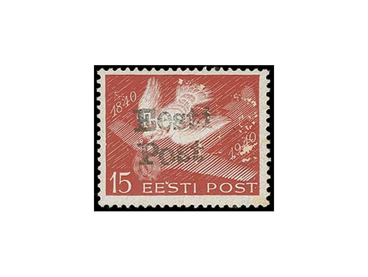 Estonia 15 s., mint never hinged, colour a little chipped off, this being normal because this was one of the stamps presented