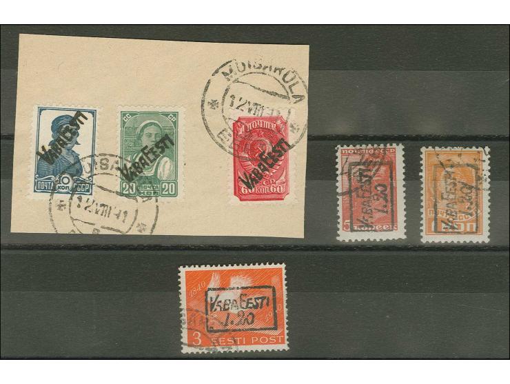 10k.-1.20 auf 5 k., used and 10, 20 and 60 k. tied by cds. to small piece, fine, rare, certificates Löbbering BPP