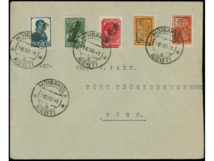10-60 k., 1,20 on 1 and 5 k., tied by cds. to addressed cover, folded at bottom, fine, certificate Löbbering BPP