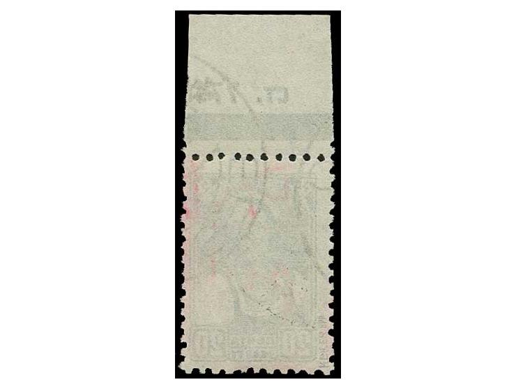 20 k. with red handwritten "Eesti post", with upper sheet margin, used, handwritten a little watery, very fine and rare, sign