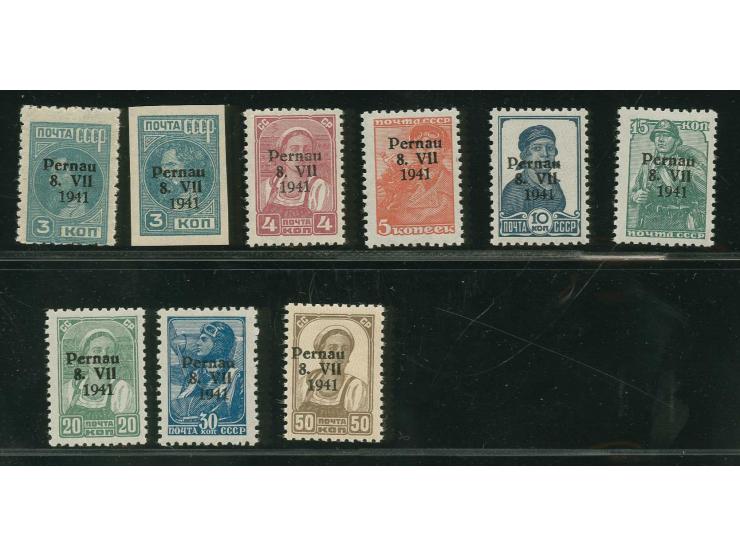 3-50 K. with overprint variety "9 in 1941 larger", mint never hinged, fine, signed Krischke BPP