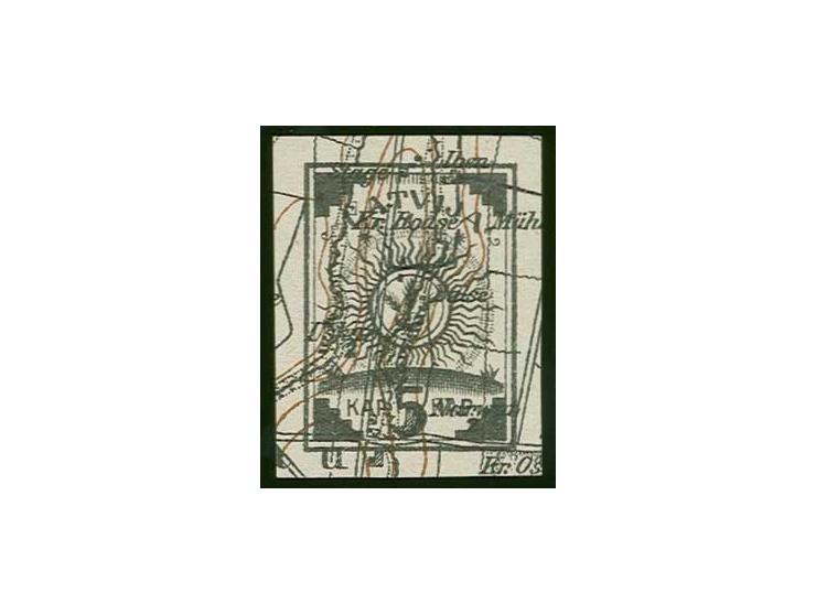 5 k. black printed on map side, without gum, scarce, fine