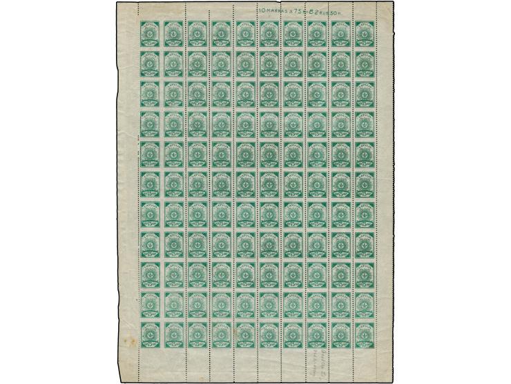 75 k. as complete sheet, imperforated horizontally and between the first and second row also vertically, scarce, fine