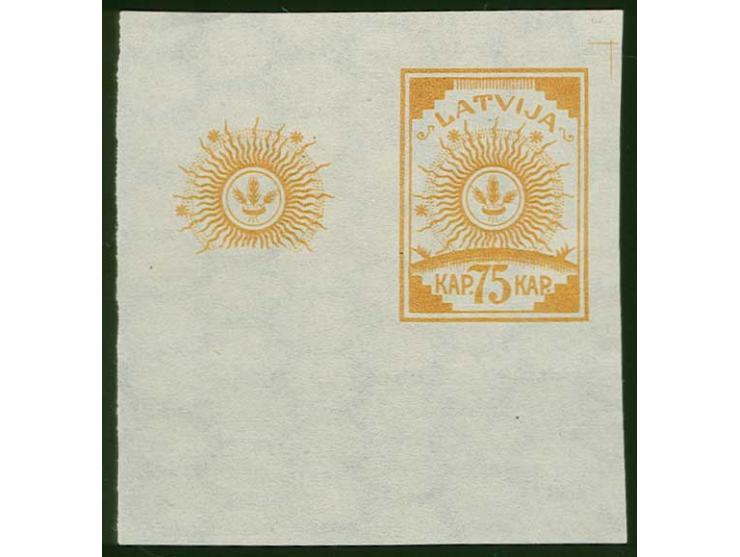 75 k. orange (different shade) next to center only on honeycomb watermarked paper, with lower sheet margin, without gum, fine