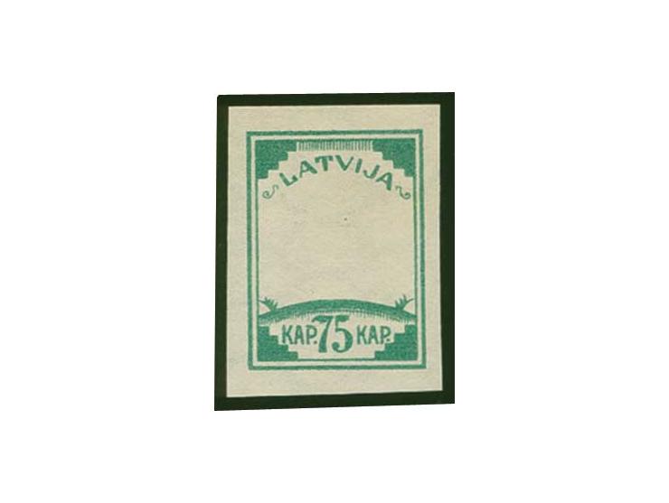 75 k. green, frame only, on honeycomb watermarked paper, without gum, fine